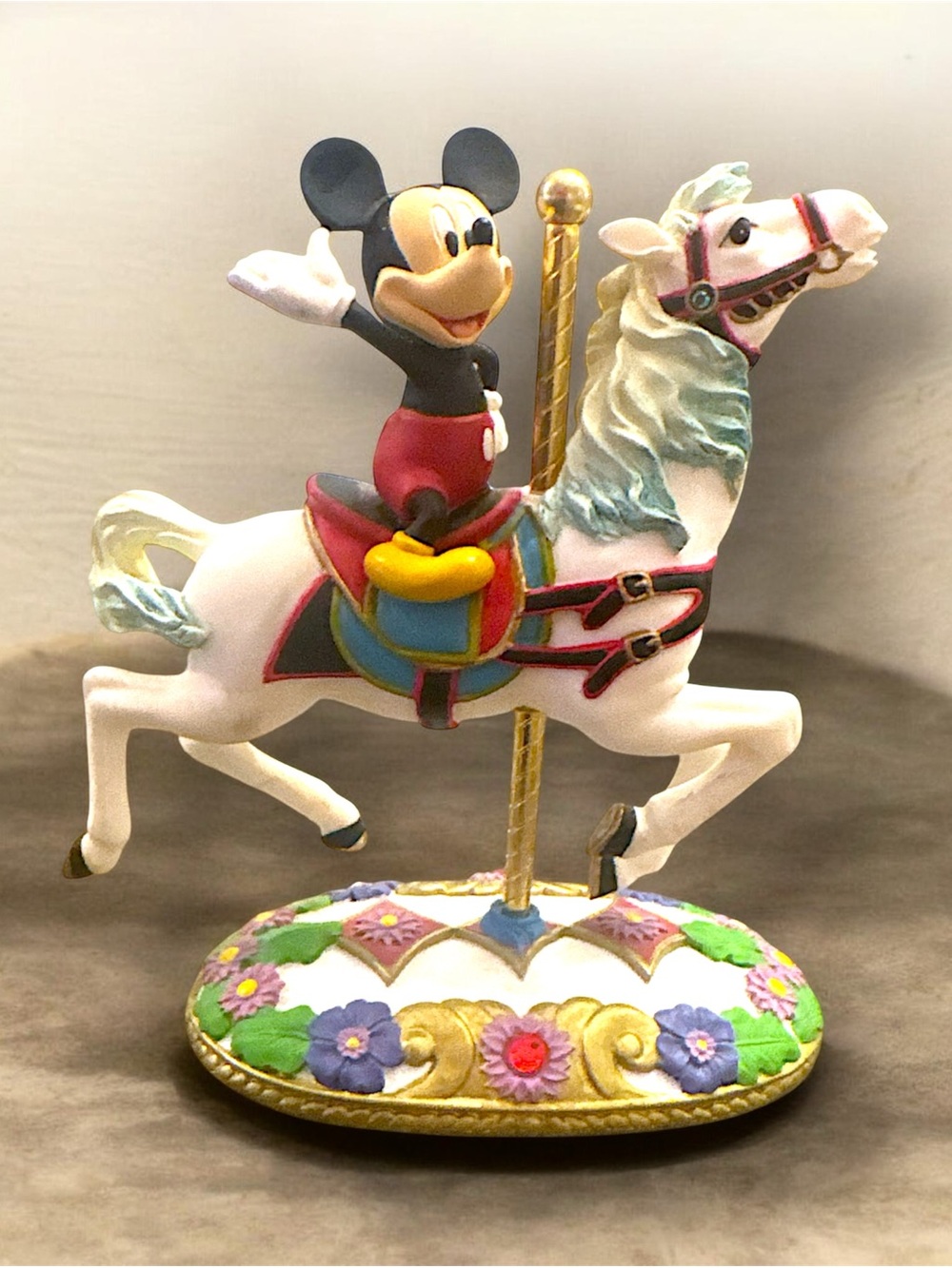 Disney Mickey Mouse White Carousel Horse Figurine Collectible